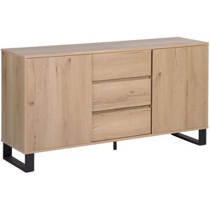 BELIANI Commode Buffet 3 Tiroirs et 2 Compartiments en mdf Couleur Bois Clair Elda - Noir - Publicité