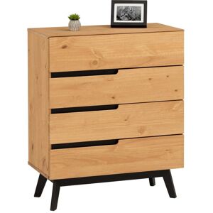 Idimex Commode tibor style scandinave design vintage nordique avec 4 tiroirs, en pin massif finition bois naturel teinté - Finition cirée/coloris antique - Publicité