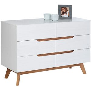 Idimex - Commode tibor style scandinave design vintage nordique avec 6 tiroirs, en pin massif lasuré blanc - Blanc - Publicité