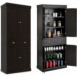 COSTWAY Armoire Cuisine, Buffet Cuisine Rangement 4 Portes avec Grand Tiroir, 4 Étagères Réglables, Buffet Haut 183 cm pour Salon, Salle à Manger, Cuisine - Publicité