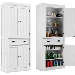 Armoire Cuisine, Buffet Cuisine Rangement 4 Portes avec Grand Tiroir, 4 Étagères Réglables, Buffet Haut 183 cm pour Salon, Salle à Manger, Cuisine (Blanc) - Costway - Publicité