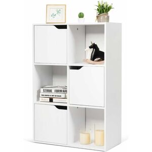 Costway - Bibliothèque Étagère de Rangement 6 Cases, Armoire de Rangement avec 3 Cubes Ouverts 28 x 28 cm, 3 Compartiments avec Porte, Meuble de - Publicité