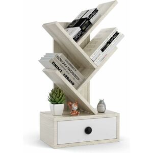 Costway - Bibliothèque à 5 Niveaux en Forme d'Arbre, Meuble de Rangement sur Pied avec Tiroir, Mini Etagères de Rangement pour cd, Album, Magazines et Livres, Beige - Publicité