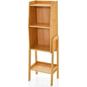 Costway - Bibliothèque Étagère Rangement en Bambou, Meuble Case Compartiment Cube, Pieds Bords Surélevés, Meuble Bibliothèque pour Petit Espace, Chambre, Salon, Cuisine (Jaune, 113 cm) - Publicité