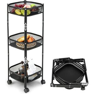 Chariot de Cuisine Pliable à 3 Niveaux Desserte de Rangement en Métal avec 2 Roues Verrouillables pour Salon/Chambre/Bureau - Costway - Publicité