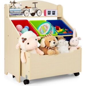 Costway - Meuble de Rangement Enfants avec 3 Bacs et 1 Tiroir à roulettes,Etagère à Jouets avec Espace de Stockage,Design Moderne Ergonomique,63,5 x - Publicité