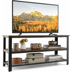 Costway - Meuble tv 3 Étagères, Banc tv pour Télé 50 Pouces au Max, Étagère de Rangement Ouvertes, Cadre en Métal, Console tv Industriel pour Salon, - Publicité