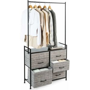 Costway - Porte-Manteaux avec 5 Tiroirs en Tissu Dressing avec Cadre en Métal pour Chambre 85 x 29 x 167 cm Gris - Publicité