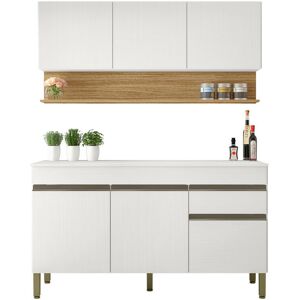 BEAUX MEUBLES PAS CHERS Cuisine Equipée 6 Portes 1 Tiroir Chêne et Blanc 9 NIches L 120 H 200 P 53.3 cm - Publicité