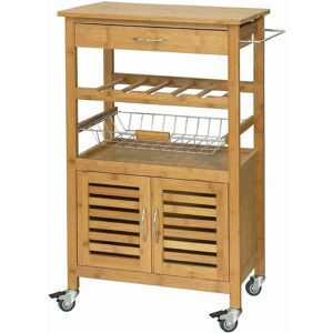 Sobuy - Desserte cuisine Table roulante en Bambou Chariot de cuisine L56xH92xP36cm ® FKW53-N - Publicité