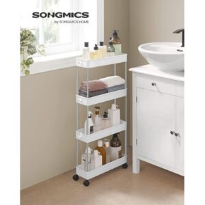 SONGMICS Desserte à roulettes, Chariot de Rangement, Étagère Roulante, 4 Niveaux, Gain de Place, pour Salle de Bain, Cuisine, Bureau, 40 x 13,5 x 86 cm, Blanc KSC08WT - Publicité