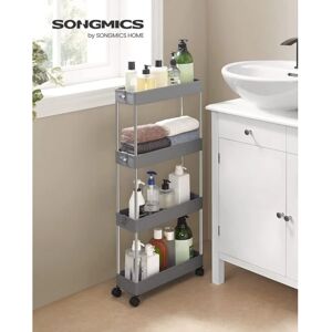 Songmics - Desserte à roulettes, Chariot de Rangement, Étagère Roulante, 4 Niveaux, Gain de Place, pour Salle de Bain, Cuisine, Bureau, 40 x 13,5 x 86 cm, Gris KSC008G01 - Publicité