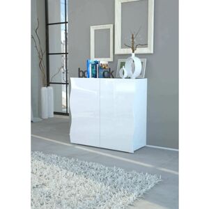 DMORA Buffet moderne, Buffet design 2 portes, Made in Italy, Meuble tv, Buffet de salon, 90x40h81 cm, couleur blanc brillant, avec emballage renforcé - Publicité