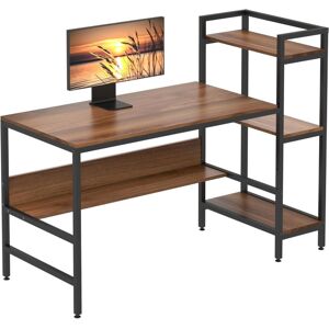 Keepbuying - Dripex Bureau Informatique avec Etagères de Rangement,Dripex Bureau d'Ordinateur en Bois pour Chambre Salon 136x60x111cm - Bois Foncé - Publicité