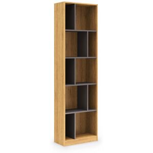 MOBILIER DECO EDWIN - Bibliothèque colonne en bois noir et chêne 10 niches - Bois - Publicité