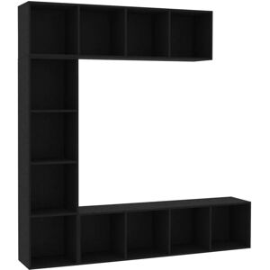 Ensemble de bibliothèque/meuble tv 3 pcs Noir 180x30x180 cm Vidaxl Noir - Publicité