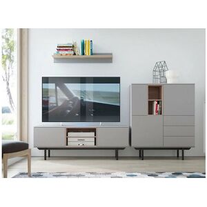 AZURA HOME DESIGN Ensemble meuble tv, buffet haut et étagère mural inox gris 150 cm - Publicité