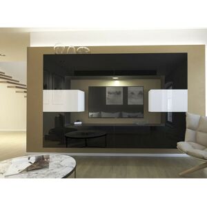 AZURA HOME DESIGN Ensemble meuble tv next 4 AN4-17BW-HG21-1B noir-blanc brillant 256 cm - Publicité