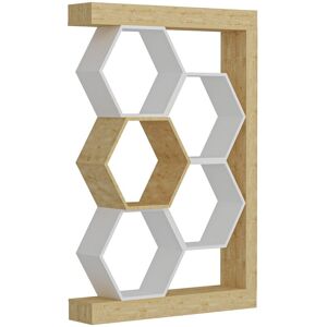 Les Tendances - tagère bibliothèque moderne bois clair et blanc mat Sulano 90cm - Publicité