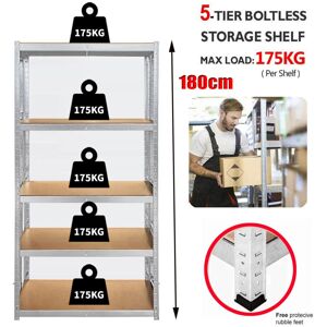 Day Plus - Etagère Garage Acier Métallique Stockage 5 Niveaux Etagères Rack sans boulons Cadre 180cm - Publicité