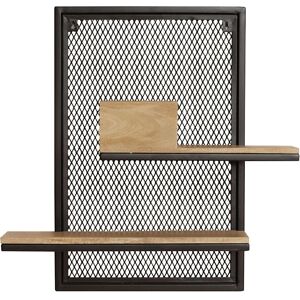 MILIBOO Etagère murale double en bois manguier massif et métal noir L40 cm rack - Bois clair / noir - Publicité