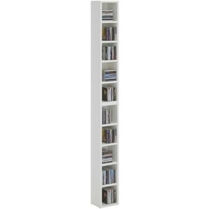 Idimex - Etagères modulables musique pour cd et dvd, lot de 2 meubles de rangement en colonne avec 10 compartiments, en mélaminé blanc mat - Blanc - Publicité