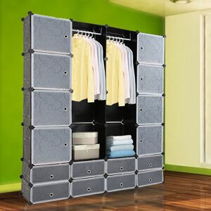 Système d'étagères Armoire diy Noir Porte-manteau avec portes 16 cubes Étagère enfichable - Hengda - Publicité