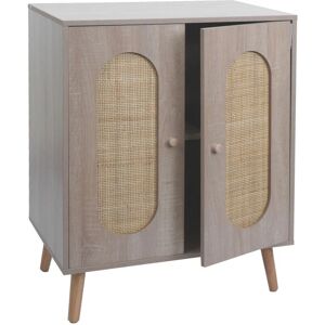 Jamais utilisé] Commode HHG 205, Armoire Sideboard Highboard, compartiments de rangement, Kubu rotin bois mélaminé, aspect chêne - beige - Publicité