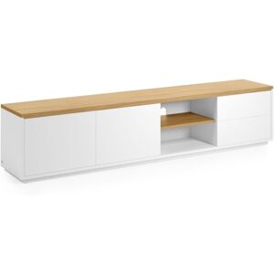 Kave Home - Meuble tv Abilen 2 portes et 2 tiroirs placage de chêne et laqué blanc 200x44 cm fsc 100% - Publicité