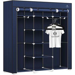 Kesser - Armoire à vêtements en tissu Armoire stable avec tringle à vêtements & étagères 5x cintres inclus Armoire pliante en tissu pour chambre à coucher Vestiaire Bleu marine - Publicité