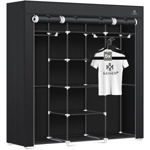 Kesser - Armoire à vêtements en tissu stable avec tringle à vêtements & étagères 5x cintres inclus Armoire pliante en tissu pour chambre à coucher Vestiaire Noir - Publicité