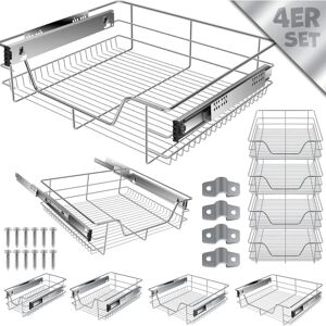 KESSER Tiroir télescopique Tiroir de cuisine Armoire de cuisine Coulisse de panier Coulisse d'armoire Coulisse à sortie totale Tiroir 4x 60cm - Argenté - Publicité