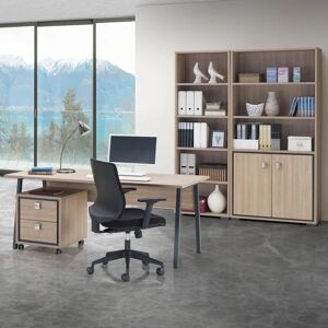 Altobuy - lydia - Bureau 180cm + Caisson H50cm + 2 Meubles de Rangements - Marron clair - Publicité