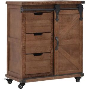 The Living Store - Armoire de rangement Bois de sapin massif 64x33,5x75 cm Marron Brun - Publicité