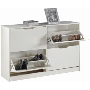 Idimex Meuble à chaussures basil armoire avec 2 x 2 abattants rangement pour 24 paires, en pin massif lasuré blanc - Blanc - Publicité