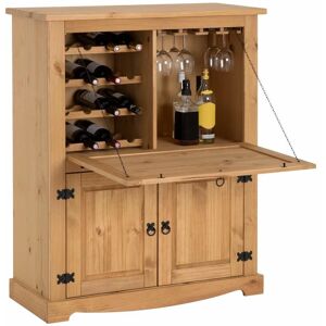 Idimex - Meuble bar à vin tequila armoire comptoir avec range bouteilles et range verres, bahut de style mexicain en pin massif teinté/ciré - Publicité