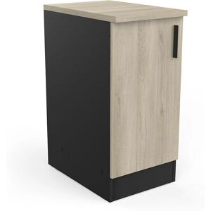 DEMEYERE Meuble bas 1 porte 40 cm Origan noir et bois - Naturel - Chêne kronberg et noir - Publicité