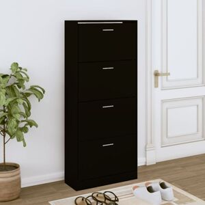 Maisonchic - Meuble à Chaussures Armoire à Chaussures Meuble d'entrée Noir 63x24x147 cm Bois d'ingénierie 67926 - Publicité