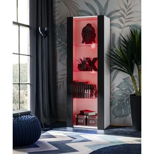 Komodee - Vitrine Armoire Tivoli, Noir/Blanc, Largeur 55cm x Hauteur 159cm x Profondeur 35cm, led rgb, 3 étagères, pour Salon, Chambre, Entrée - Publicité