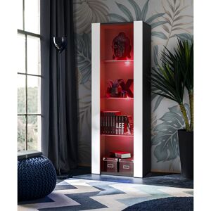 Komodee - Vitrine Armoire Tivoli, Blanc/Noir, Largeur 55cm x Hauteur 159cm x Profondeur 35cm, led rgb, 3 étagères, pour Salon, Chambre, Entrée - Publicité