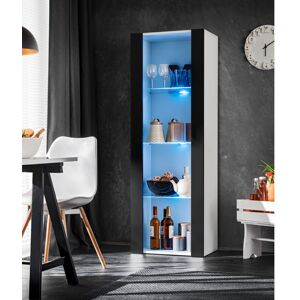 Komodee - Vitrine Armoire Tivoli, Noir/Blanc, Largeur 55cm x Hauteur 159cm x Profondeur 35cm, led Bleues, 3 étagères, pour Salon, Chambre, Entrée - Publicité