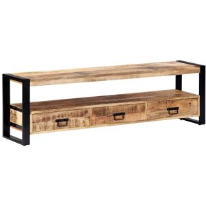 Helloshop26 - Meuble télé buffet tv télévision design pratique 150 cm bois solide de manguier - Publicité