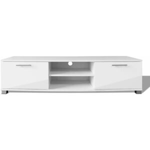 HELLOSHOP26 Meuble télé buffet tv télévision design pratique à haute brillance blanc 120 cm - Publicité