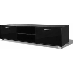 HELLOSHOP26 Meuble télé buffet tv télévision design pratique à haute brillance noir 140 cm - Publicité