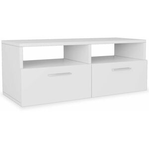 HELLOSHOP26 Meuble télé buffet tv télévision design pratique aggloméré 95 cm blanc - Publicité