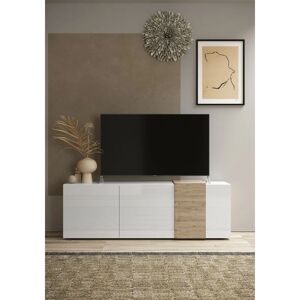Azura Home Design - Meuble tv 3 portes venus blanc laqué brillant/Kadiz 181 cm - Publicité