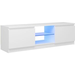 Meuble tv avec lumières led Blanc 120x30x35,5 cm Vidaxl Blanc - Publicité