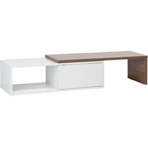 Beliani - Table Basse Multifonction et Personnalisable Blanc et Imitation Bois Foncé avec Porte Coulissante 32 cm de Hauteur - Publicité