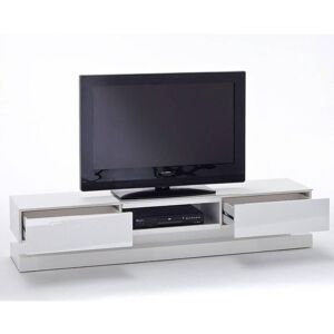 INSIDE75 Meuble tv design shiva 2 tiroirs laqué blanc brillant éclairage led intégré - blanc - Publicité