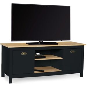 IDMARKET Meuble TV 113 cm vintage ISIS bois et noir - Noir - Publicité